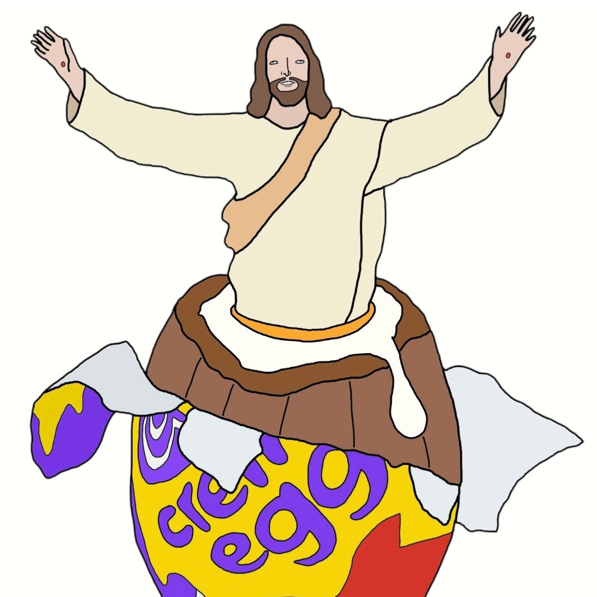 Chris (Simpsons artist) - jesus emerging from a creme egg (2026)