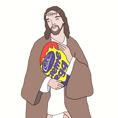 Chris (Simpsons artist) - jesus holding a creme egg (2026)