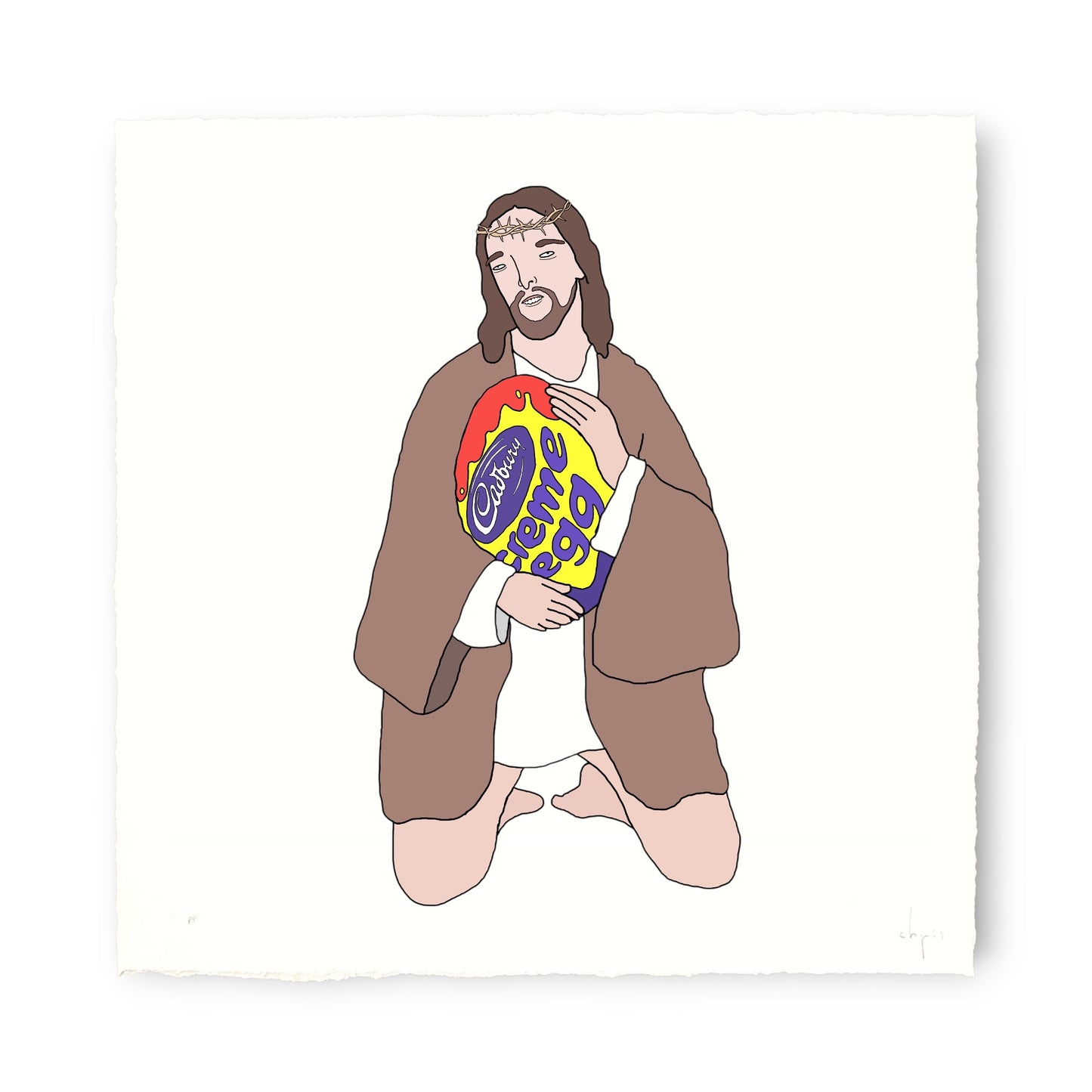 Chris (Simpsons artist) - jesus holding a creme egg (2026)