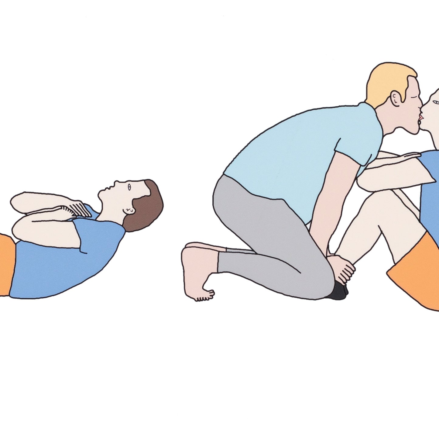 Illustration of a person performing CPR on another person.