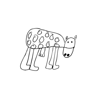 Simple black line drawing of a creature with a mushroom-like head on a white background