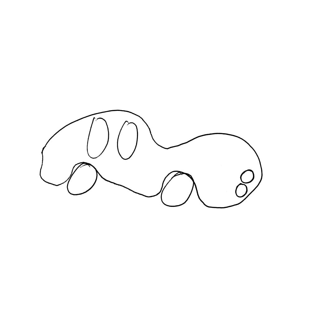Simple black line drawing of a car on a white background