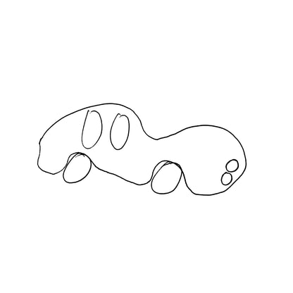 Simple black line drawing of a car on a white background