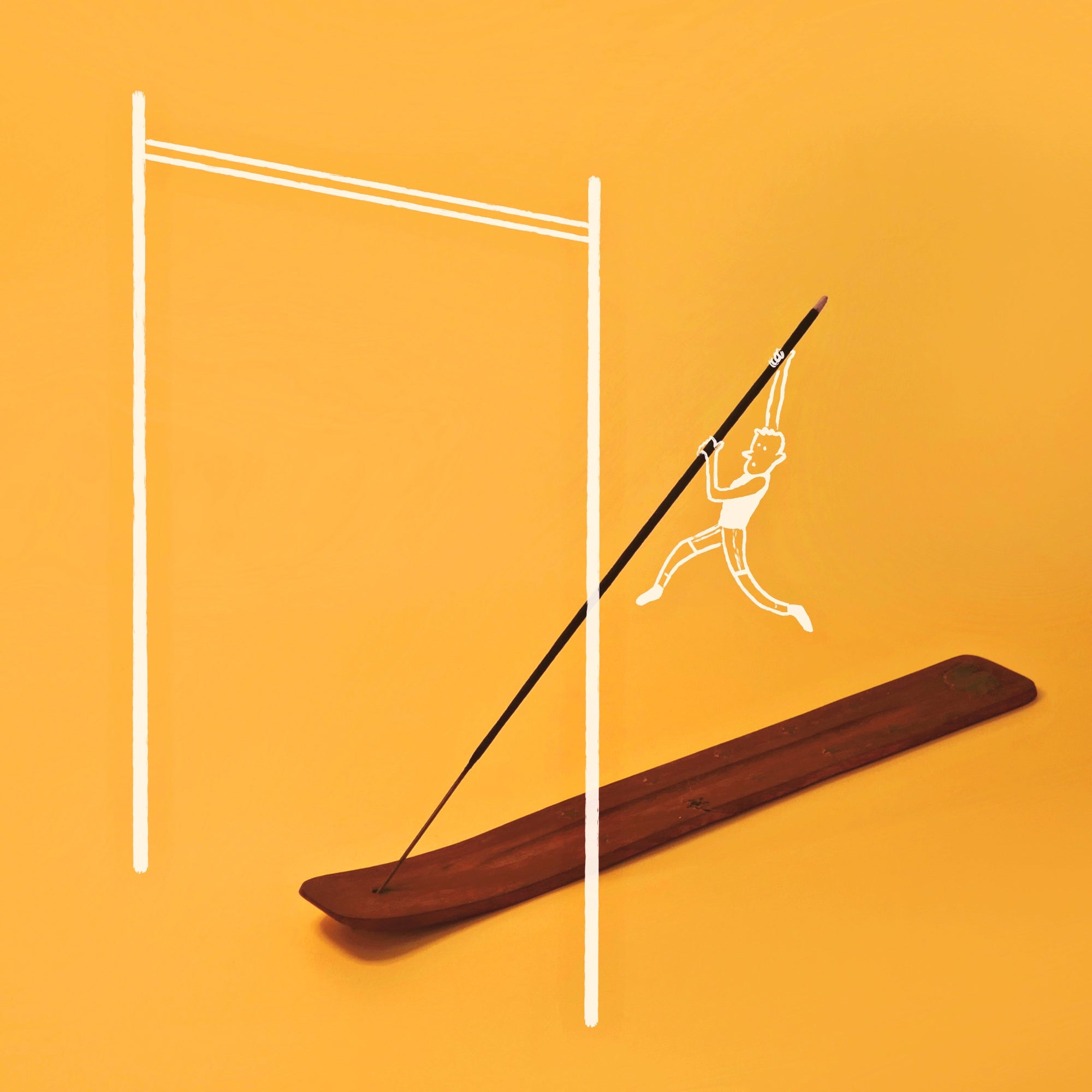 man javelin on incense drawing 